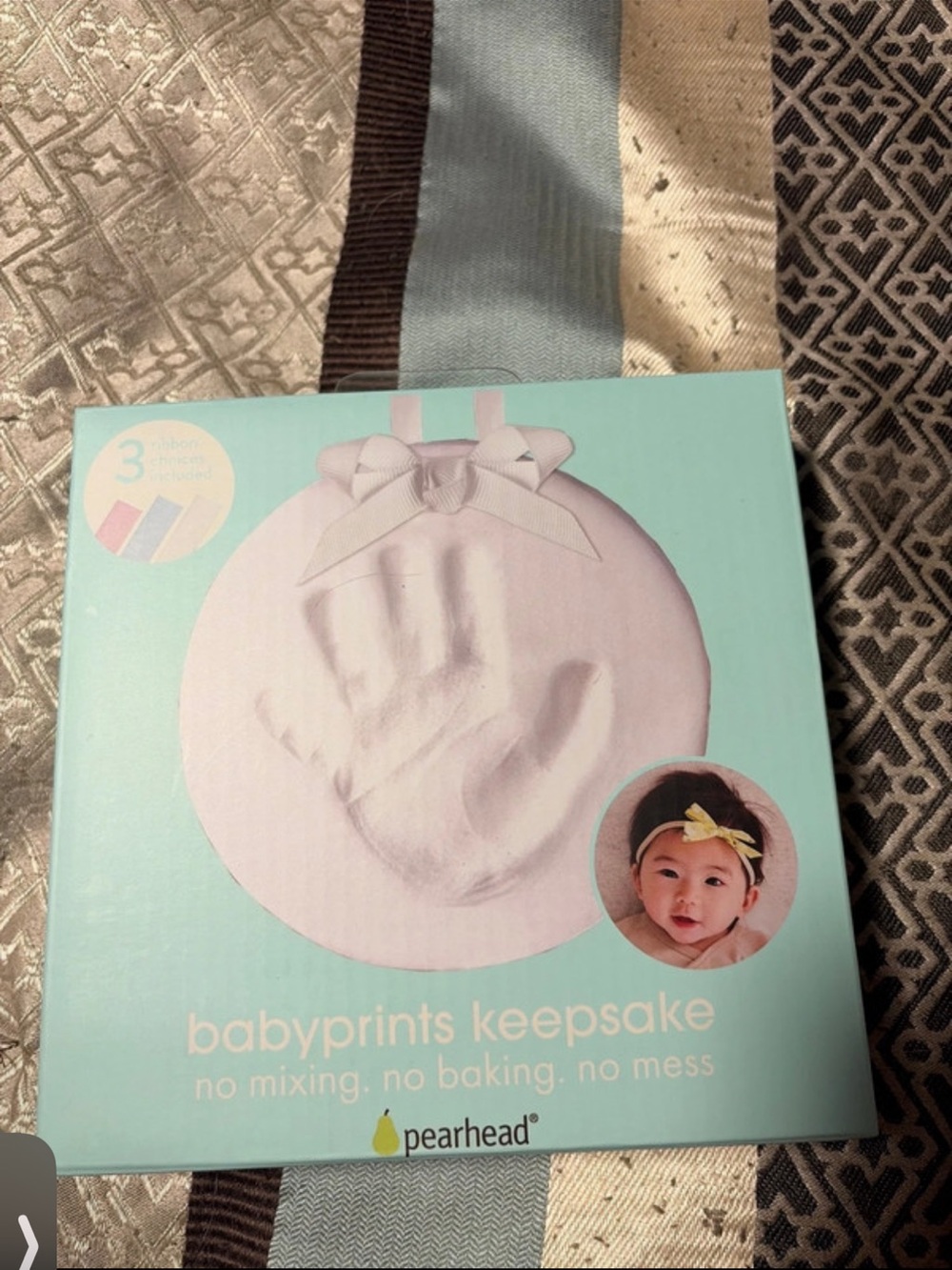 Pearhead Babyprints Keepsake - Pale Pink and Aqua Packaging
